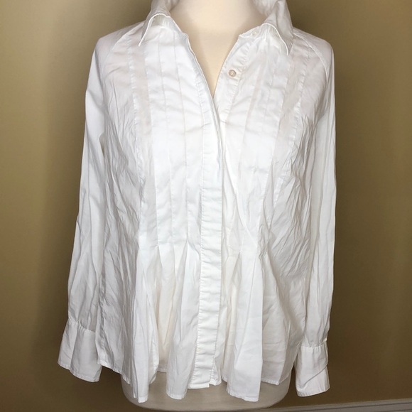 motto Tops - Motto Australia Is hire Cotton Pleated Button Down Shirt L